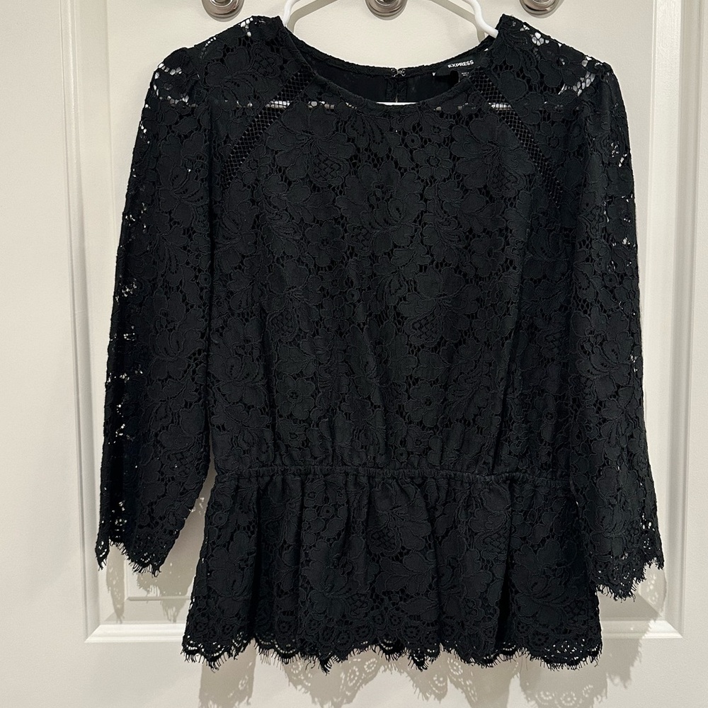 Express Black Lace Top